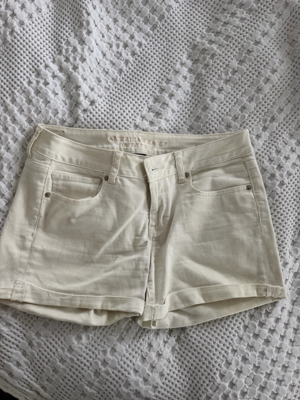 American Eagle Outfitters Cream Denim Shorts